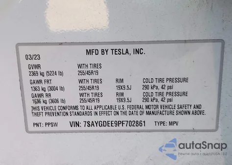 2023 Tesla Model Y Awd/Long Range Dual Motor All-Wheel Drive from USA, damaged, VIN 7SAYGDEE9PF702861